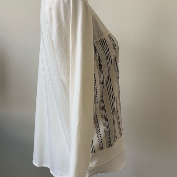 Elegant Cream and Black Striped Women's Top - Picture 3 of 4